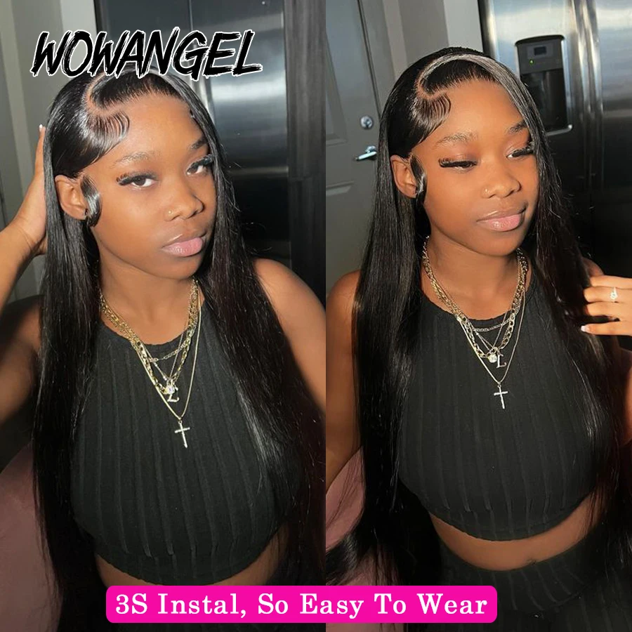 Wow Angel Wear&Go HD Lace Closure Wigs 250% Silk Straight Wigs Glueless 5x5 HD Transparent Lace Closure Human Hair Wigs