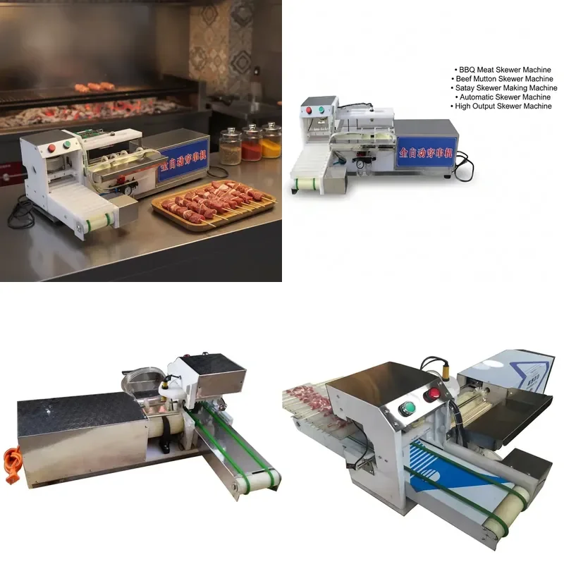 Automatic Meat Skewer Stringing Machine Electric Commercial BBQ Kebab Skewer Making Machine