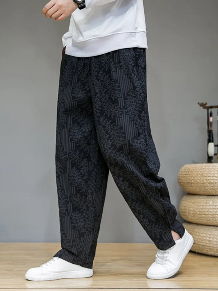 

Новые китайские мужские брюки-харланы с флисовой подкладкой, широкие, свободного кроя, удобные хлопковые брюки для повседневной носки