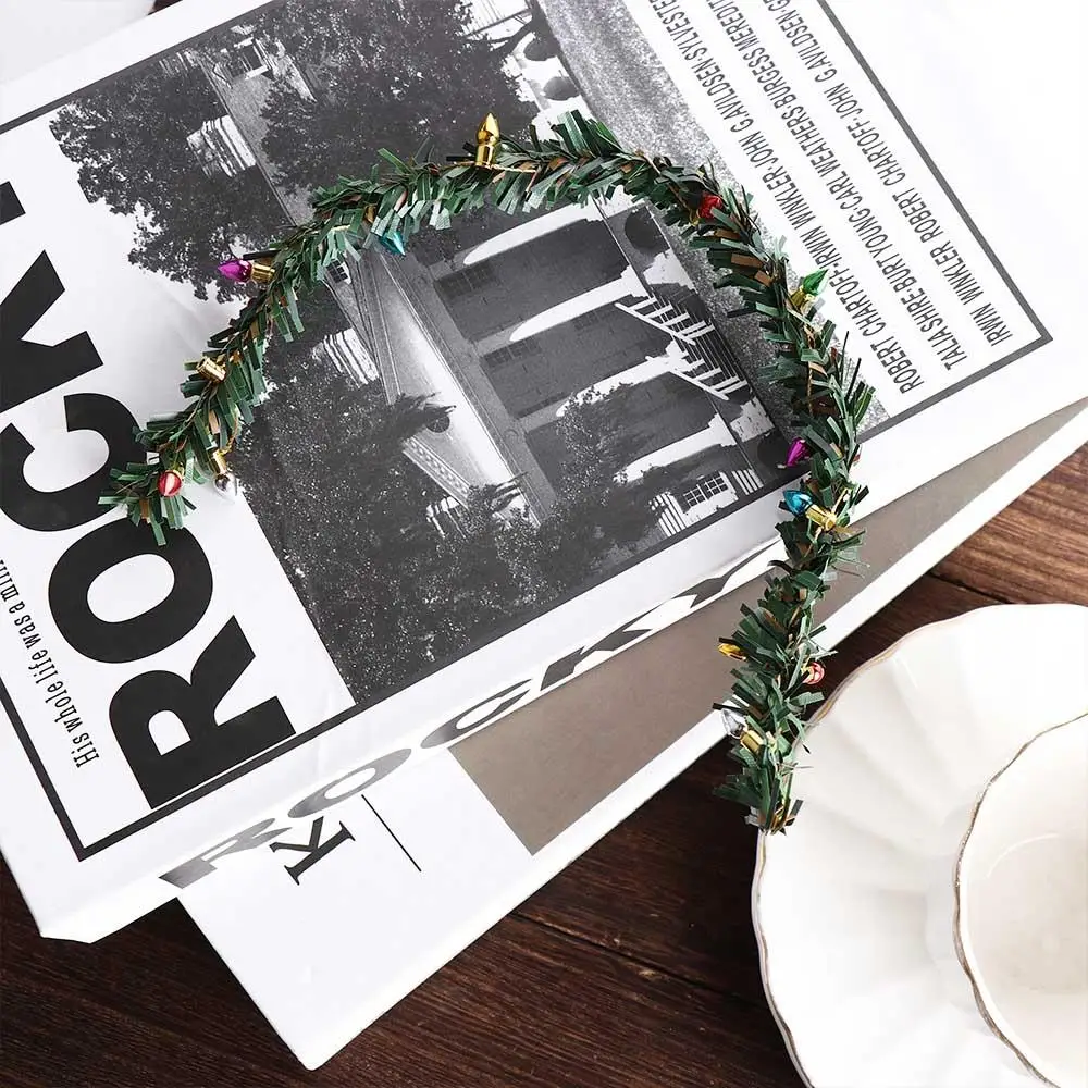 Simulation d'arbre de noël pour maison de poupée, lumières à rayures miniatures 1:12, Mini lumières à rayures, 30CM, branches de pin, bricolage