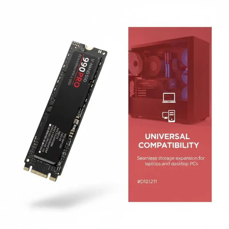 

1Pcs PCIe 4.0 M.2 2280 Internal Solid State Hard Drive TLC NVMe HDD Hard Drive Laptop Desktop SSD 990PRO Solid State Drive