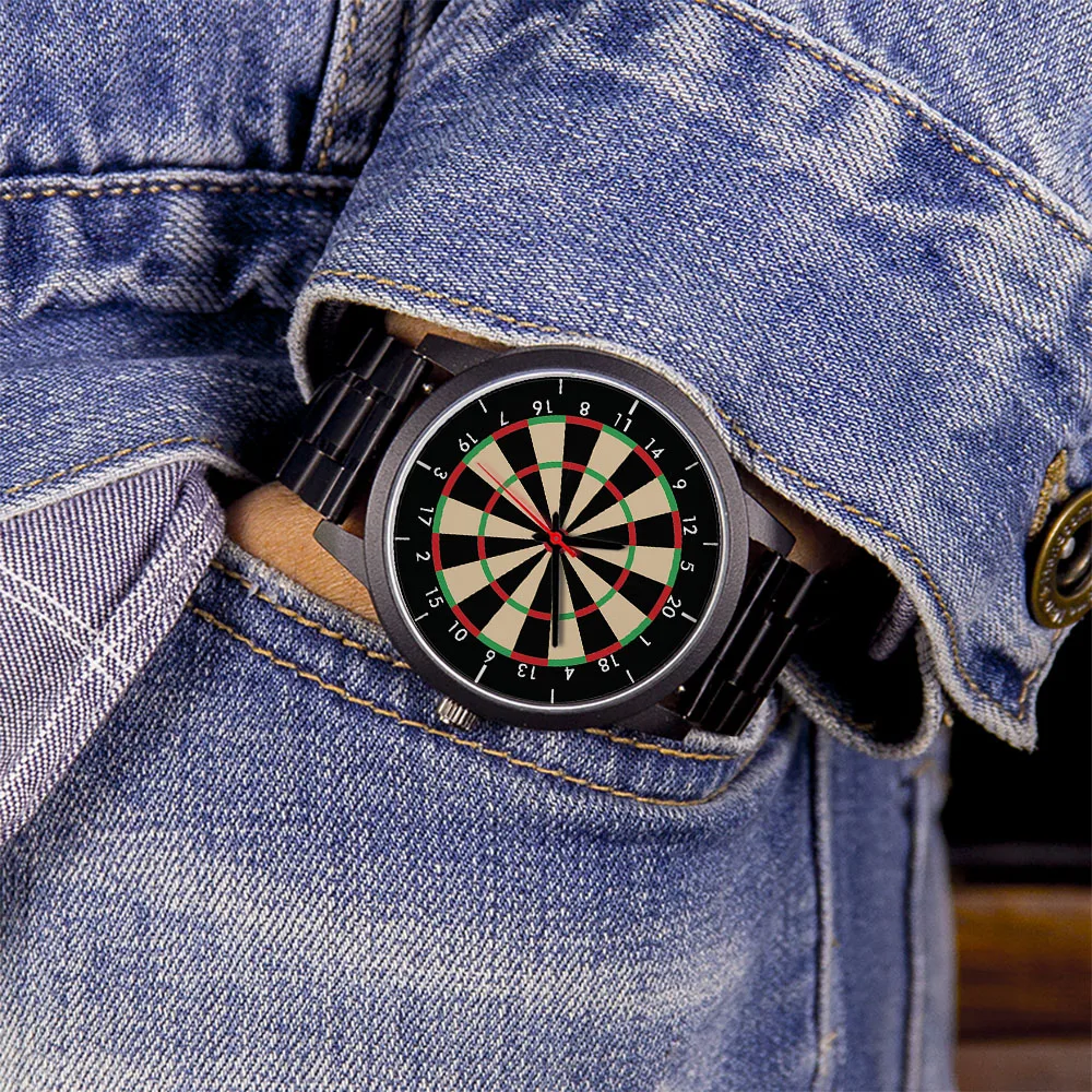 Dart board Design Dart Sports Unisex Men Watch for Children Electronic Watches for Man Personality Wrist Watches Silver Black