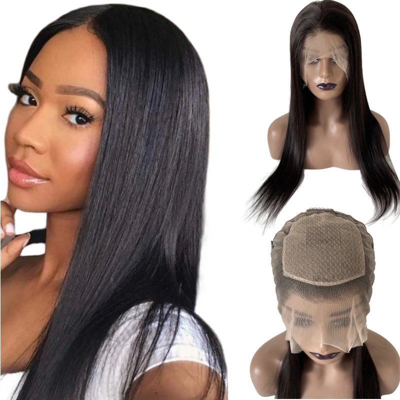 Perruque Full Lace Wig brésilienne naturelle-InjTop, cheveux vierges, 4x4, 18 pouces, perruque pour femmes noires