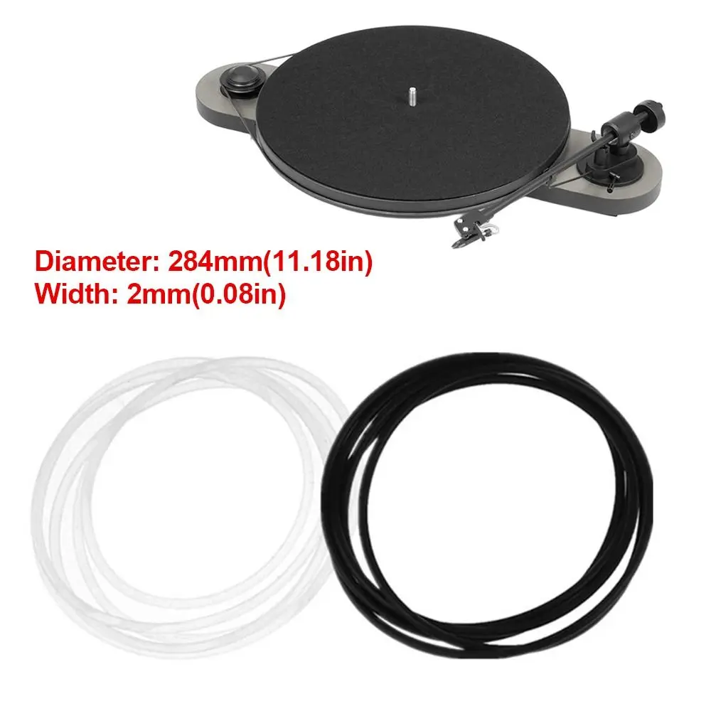 1Pcs 284mm Dia Turntable Rubber Drive Belt 2mm Width Turntable Vinyl Record Player Belt Black White Round Section