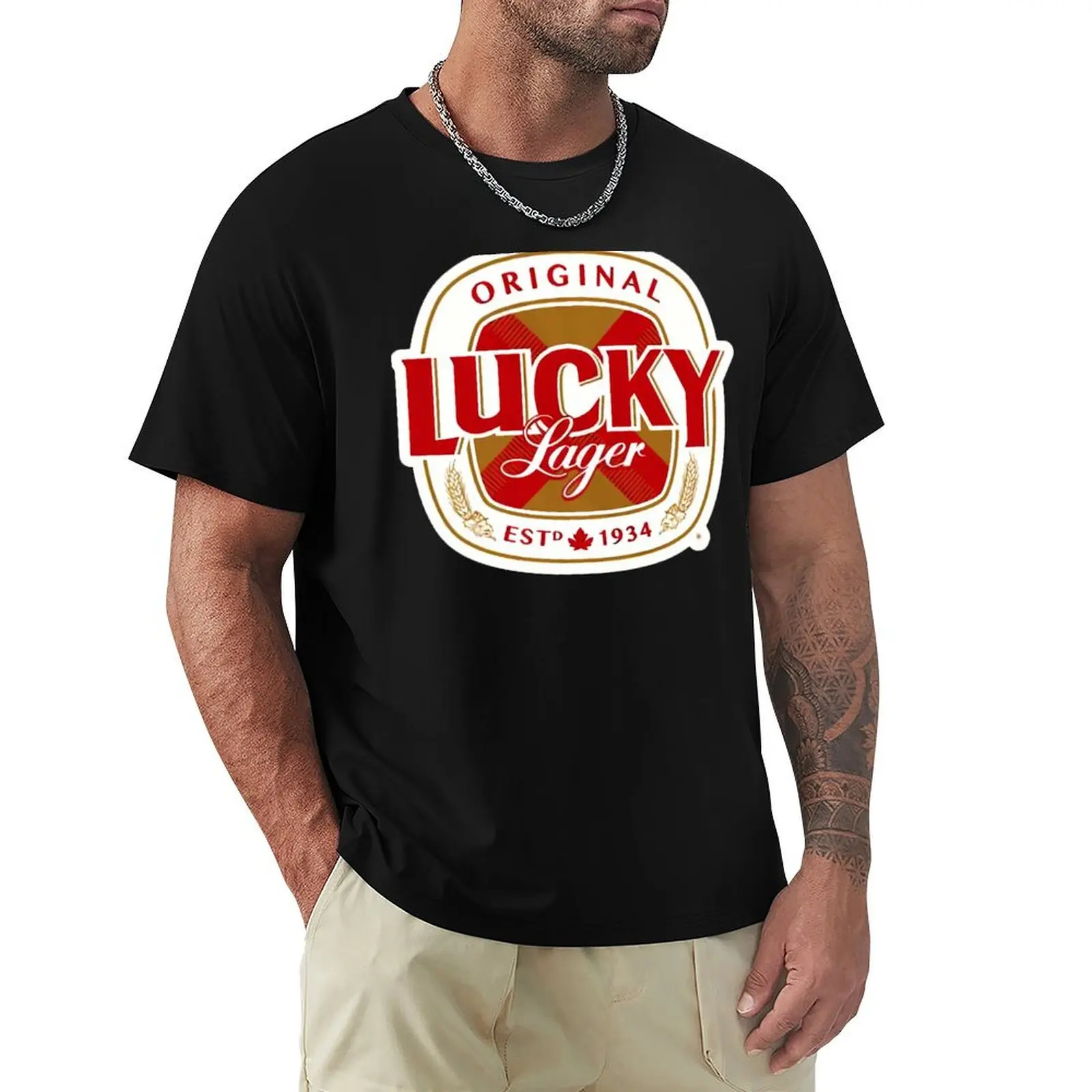 Lucky Lager San Francisco beer Logo T-Shirt man graphic t shirt T-Shirt
