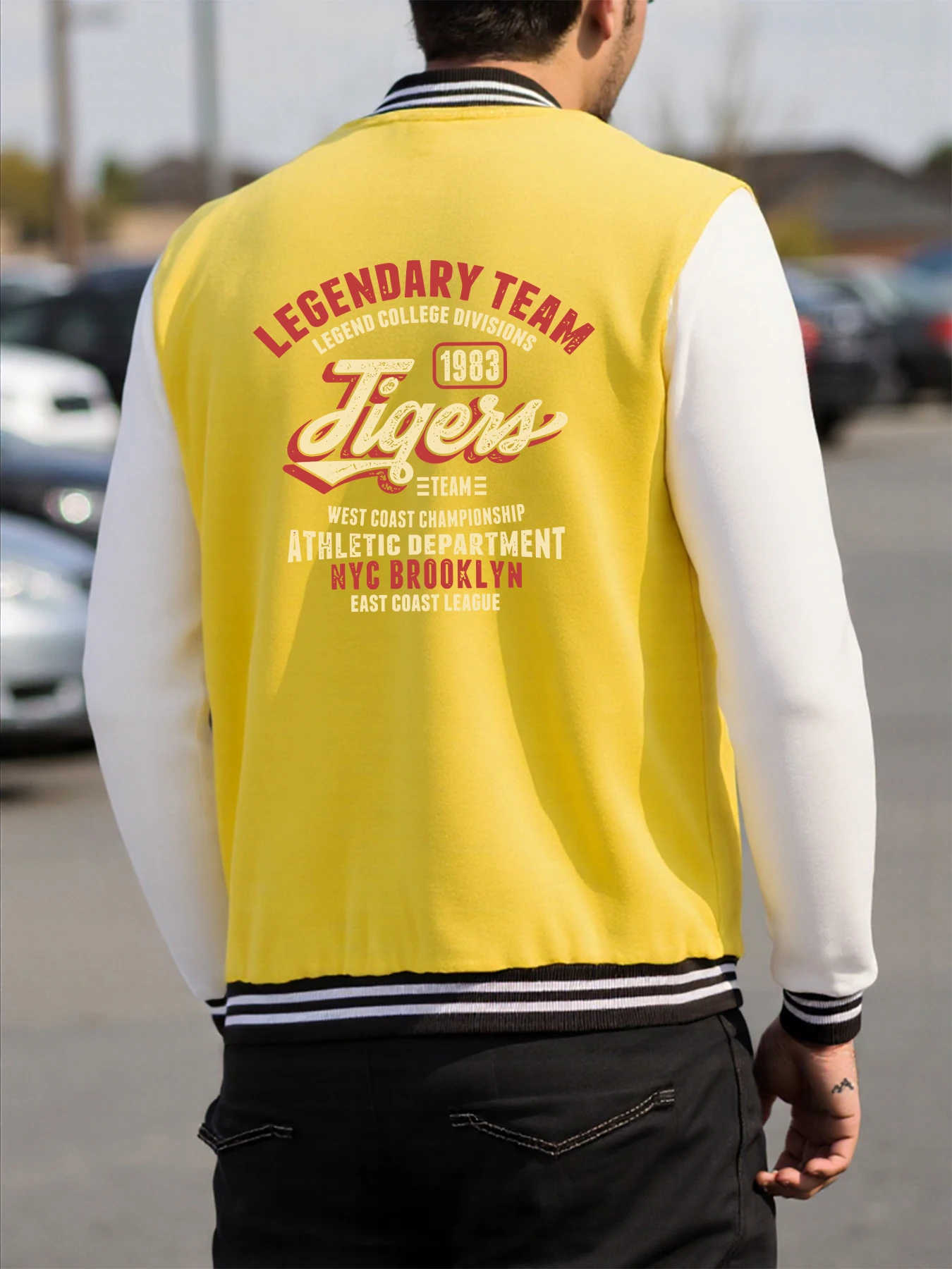 

Мужская куртка Legendary Team Weast Coast Tigers с принтом Harajuku, флисовый бейсбольный трикотаж, модная уличная одежда на пуговицах, свободная одежда в стиле ретро