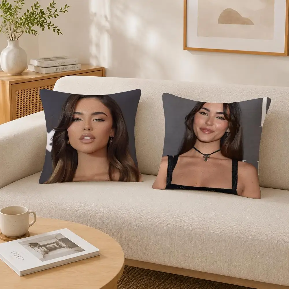 Singer Madison Beer Cushion Cover Soft Fluffy Short Plush  Pillow Case  Sofa Bed Home Decor