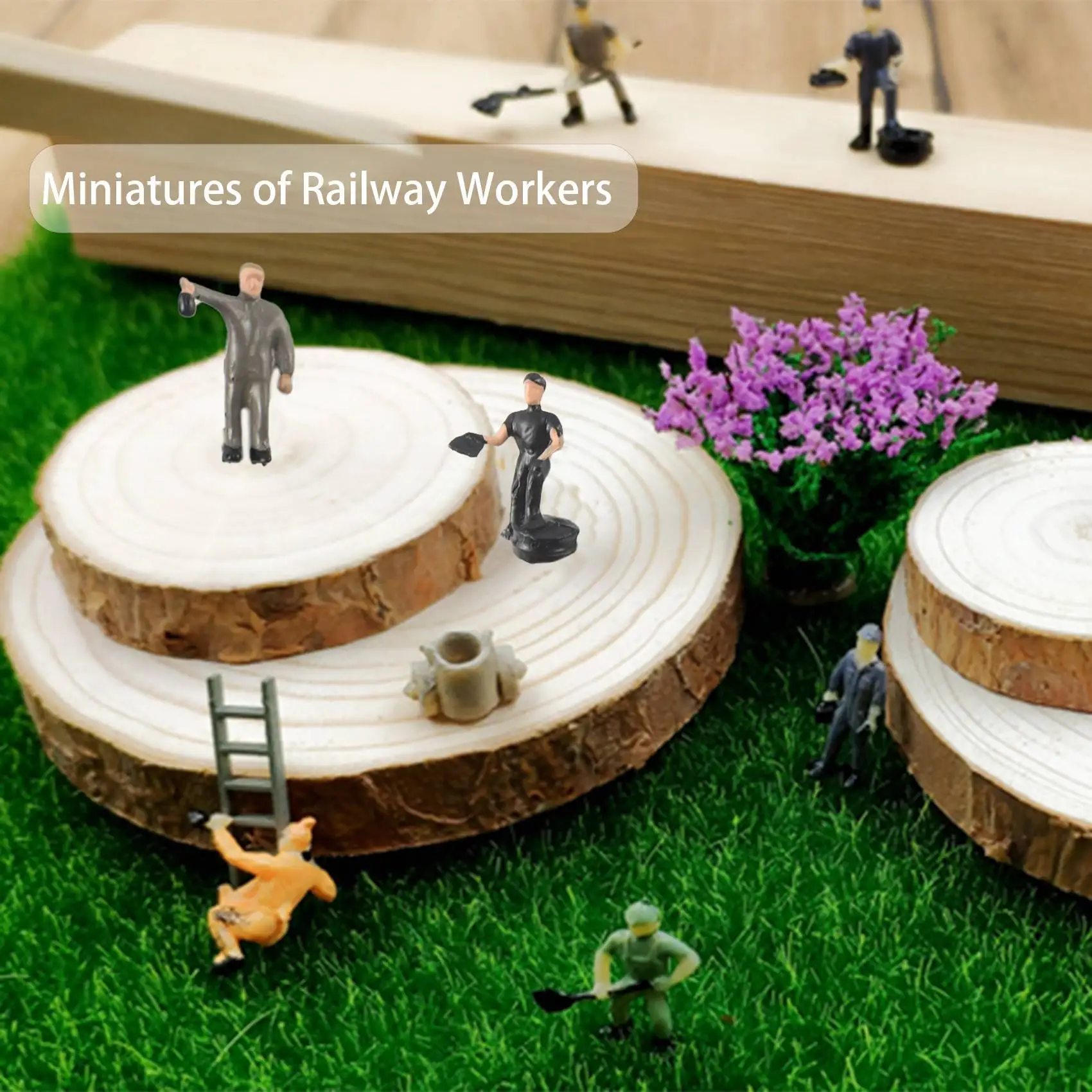 Figuras pintadas de 25 piezas, miniaturas de trabajadores de ferrocarril con cubo y escalera, 1:87