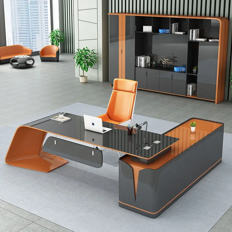 

Executive Light Luxury Office Desk In Stock Designer Storage Organizer Computer Desks L Shaped Quality Bureau Meuble Furniture