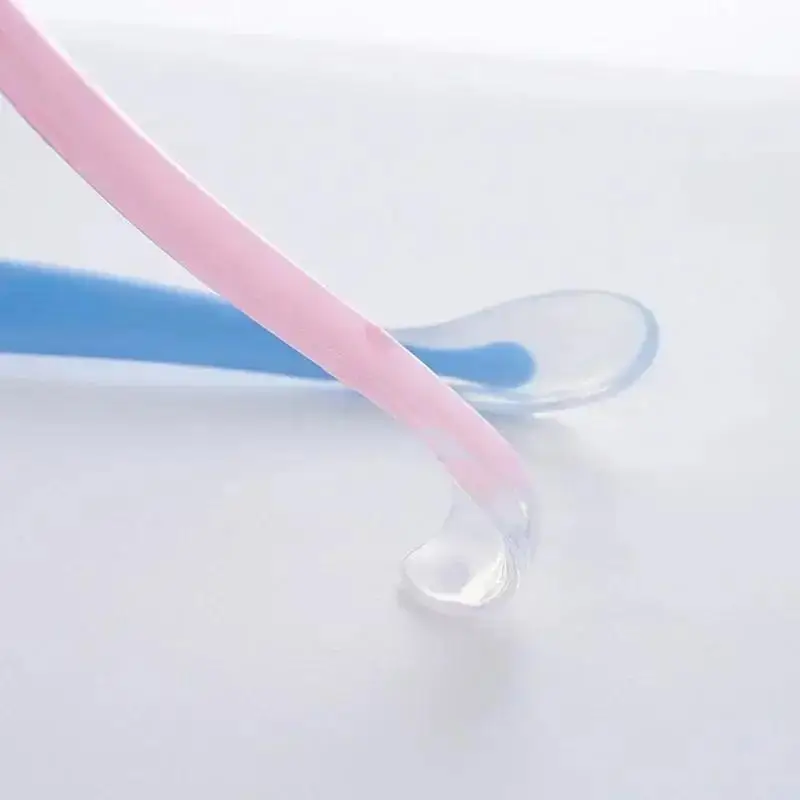 New Food Grade Silicone Baby Feeding Spoon With Temperature Sensing Infants Children Training Cutlery Flatware Tableware Box