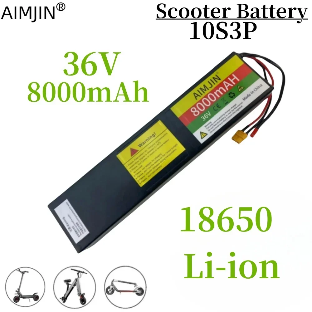 

36V 8000mAh Rechargeable Lithium Battery Pack 10S3P 1000W Power With BMS