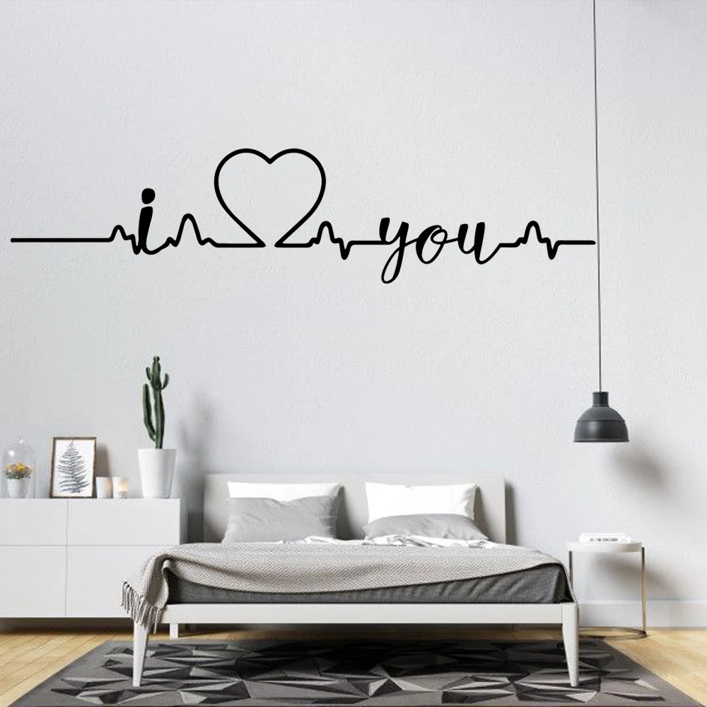 I Heart You Heart Beat Wall Sticker Pvc Removable Poster For Bedroom Decoration Home Party Living Room Mural Decor Art Wallpaper