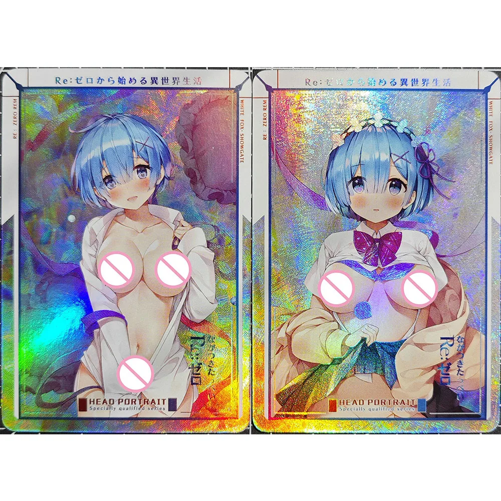 Anime Goddess Story DIY ACG Rem World Zero Collection Sexy Nude Flash Card Boy Game Toy Collectible Card Christmas Birthday Gift