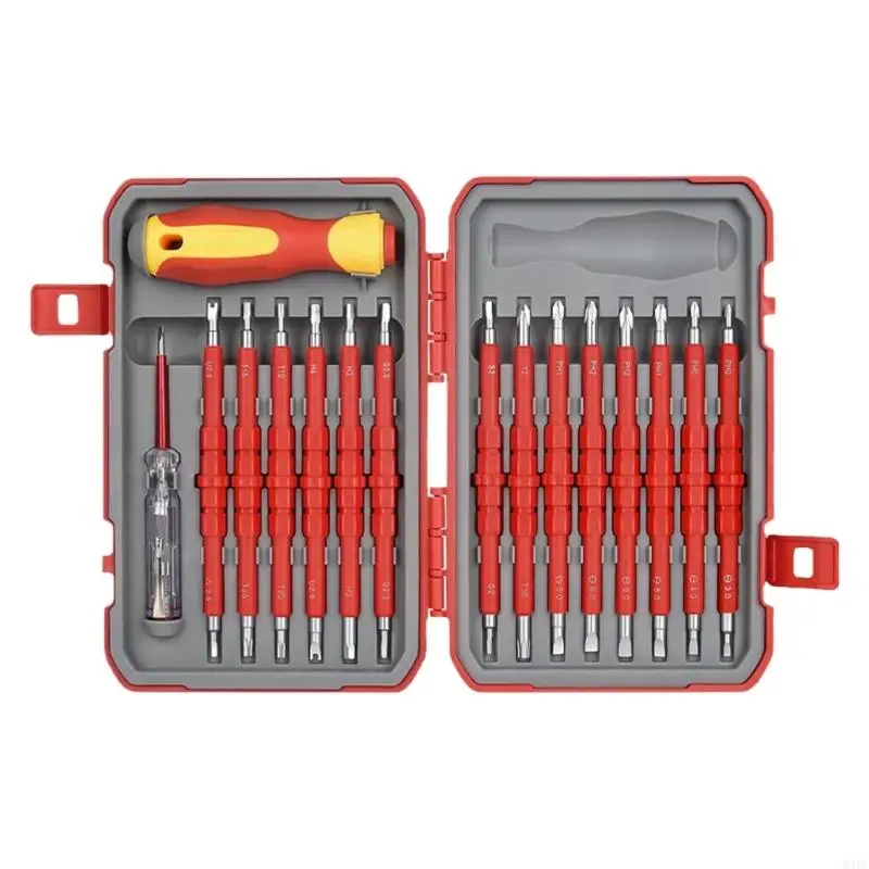 M4YC Electrician Screwdriver 29Pcs with Interchangeable for Various Tasks