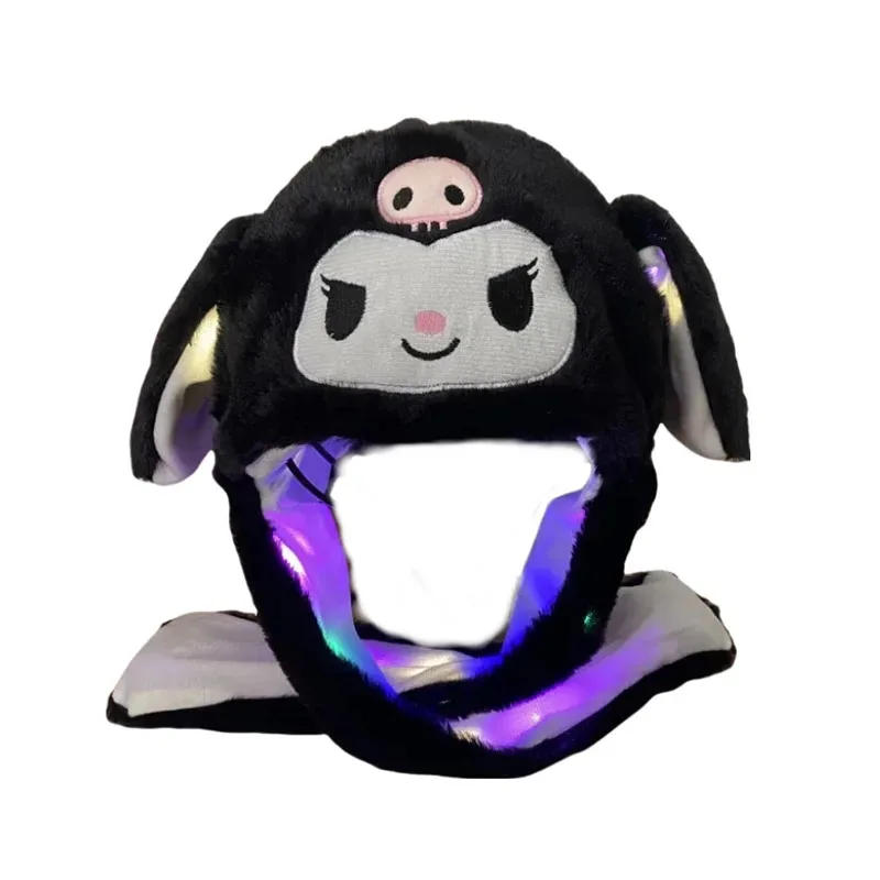 

Sky02 Kuromi Hello Kitty Кепка с подвижными ушками для детей Светящаяся шляпа с кроликом Забавная стежка Светодиодные плюшевые шапки с кроликом Хэллоуин Вечеринка Acce88Li