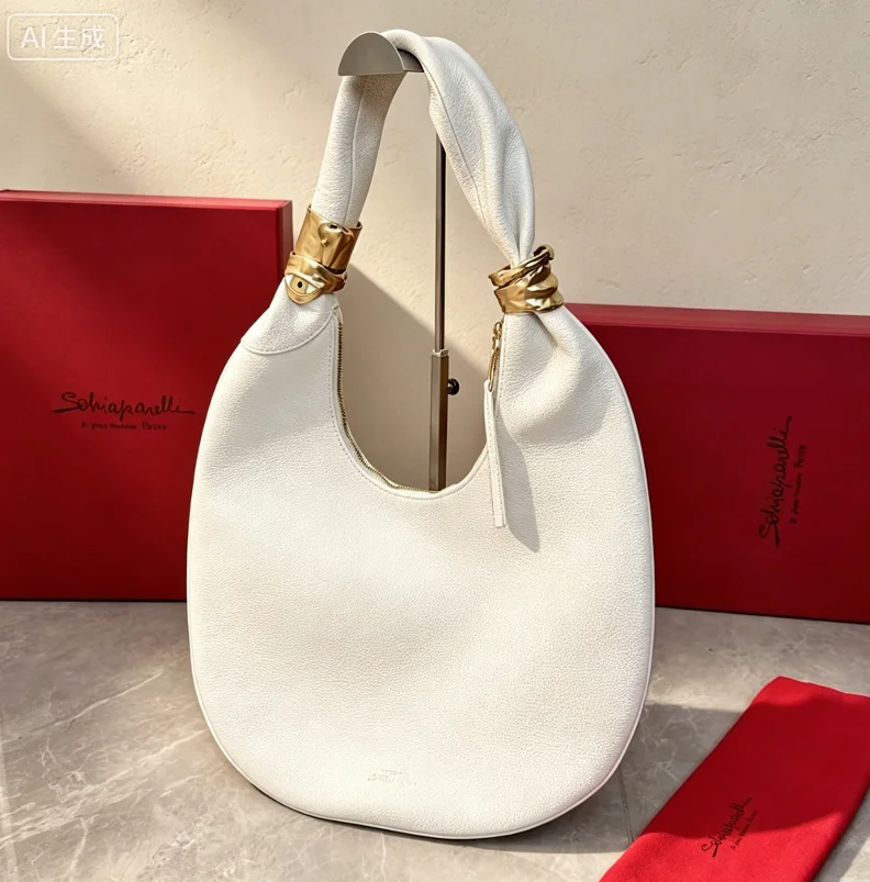 2026 New Half Moon Handbag Fashion Chic Trend High Mini Dumpling Bag Women Black Grained Leather Face Hardware End Shoulder Bag image 5