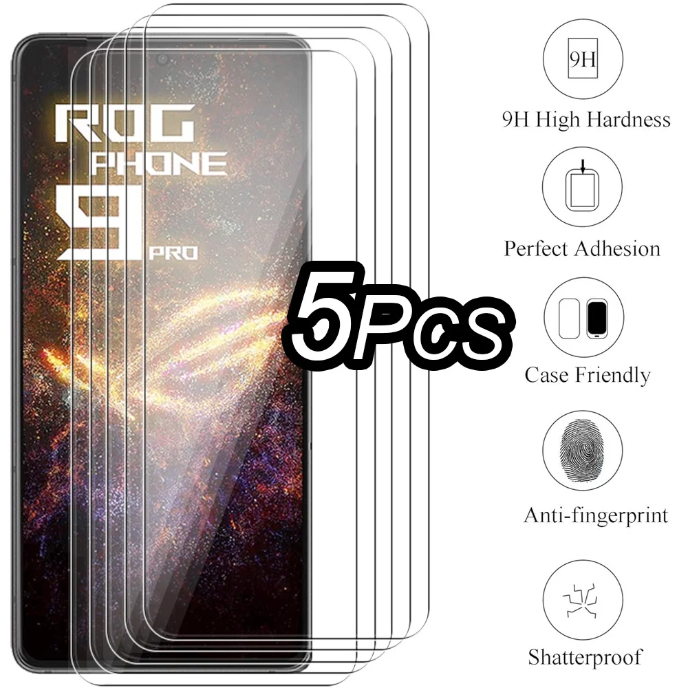 5PCS ROGPhone9 Tempered Glass Case For Asus ROG Phone 9 Pro Screen Protector For Asus ROG Phone9 Phone9Pro Phone 9Pro 5G 2024