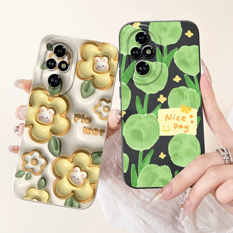 For Honor 200 Pro 5G Case Fashion Flower Avocado Soft Silicone Shockproof Bumper Matte Phone Cover for Honor200 200Pro 2024 Case