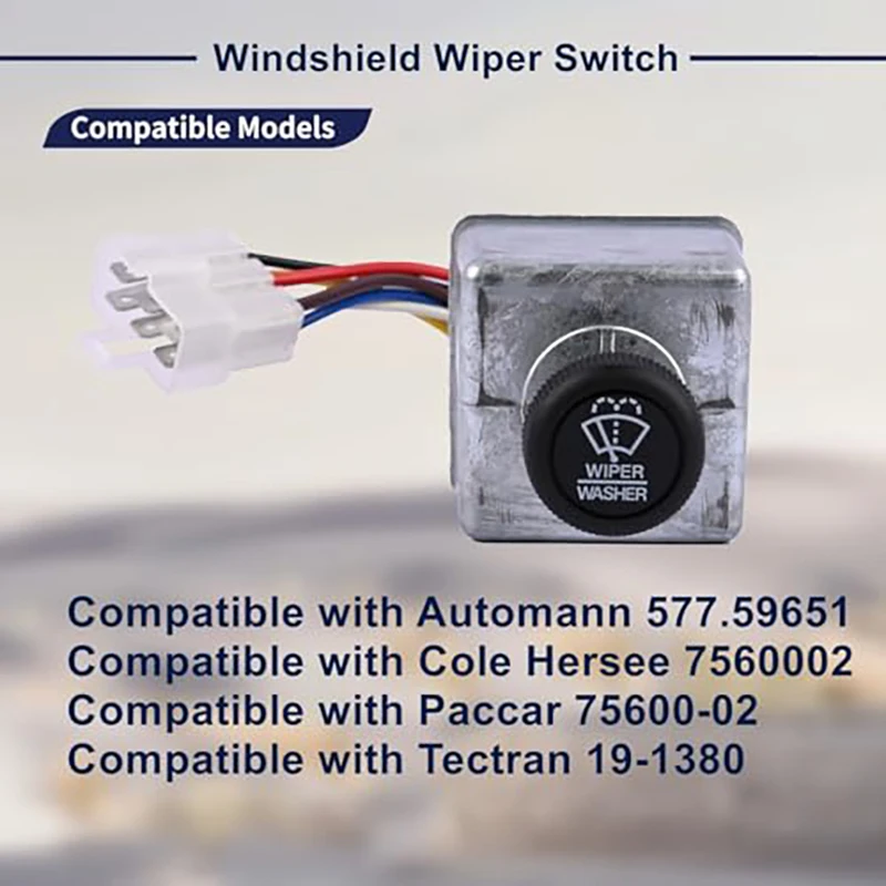 Compatible con Kenworth T300 T600 T800 W900 75600-02 577.59651 P271066 Interruptor del limpiaparabrisas