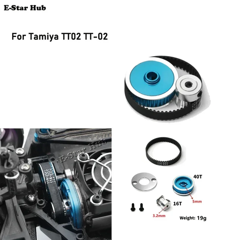 Belt Drive Gear 16T 40T Transmission Gears System DIY Modify for 1/10 RC Car Tamiya TT-02