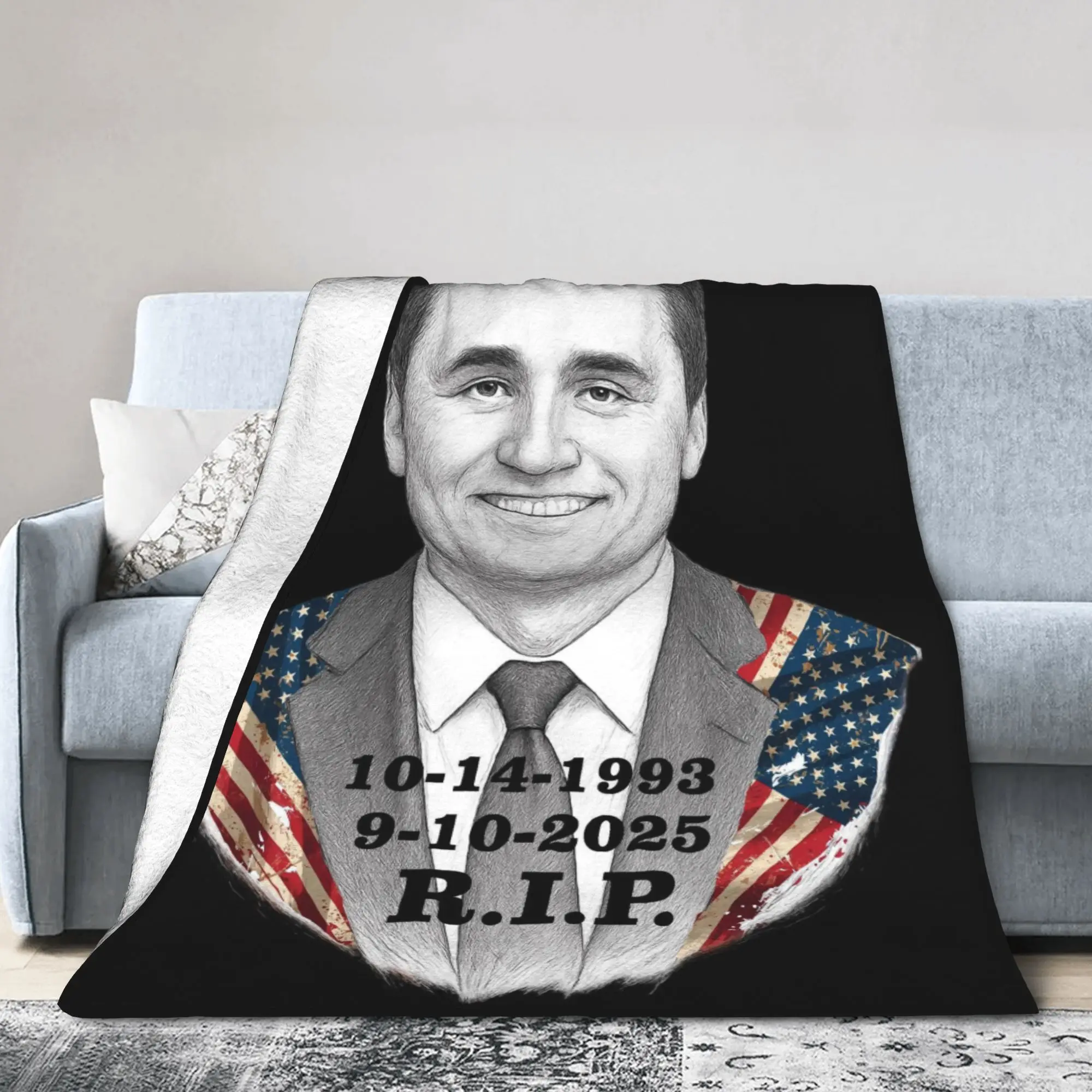 Charlie Kirk R.I.P Blanket Quality Warm  Throw Blanket Winter Boy Girl Couch Chair Funny Bedspread