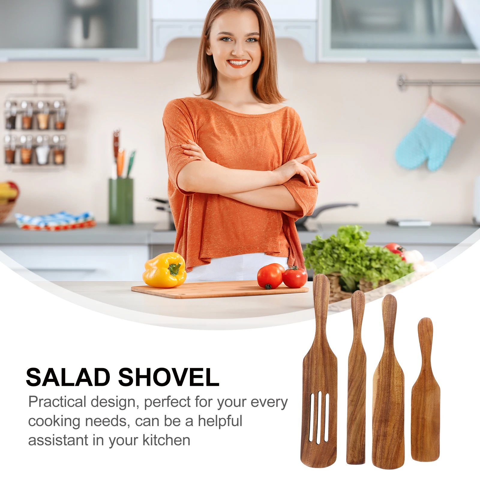 

Stirrer Spatula Set Heat-resistant Cooking Tools Wood Spatulas for Khaki Wooden Kitchen