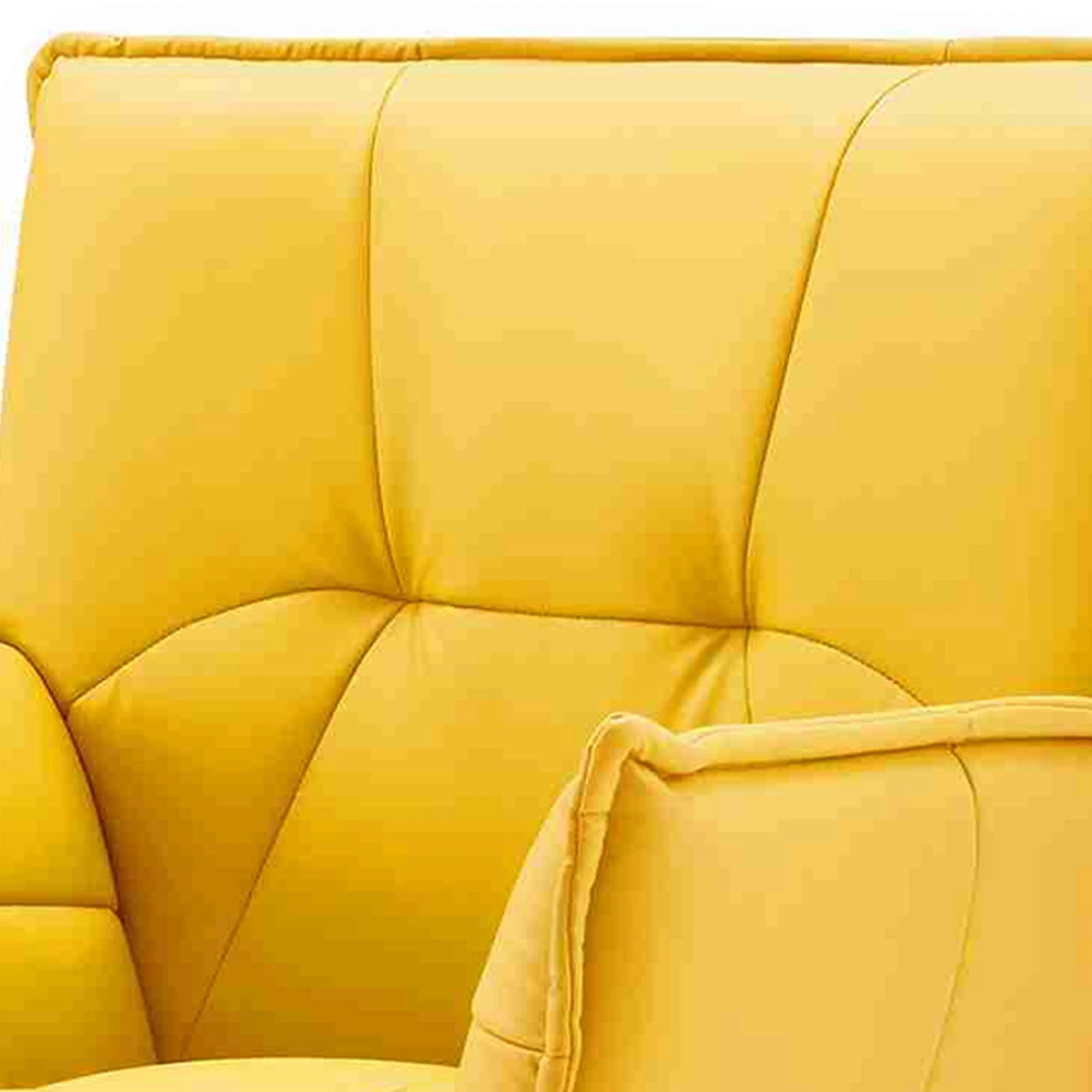 Chair Body Hugging Chair Metal Legs Faux  Sponge Filling Modern Chair For Reading Room Relaxing Room Yellow Lounge Accent Chair