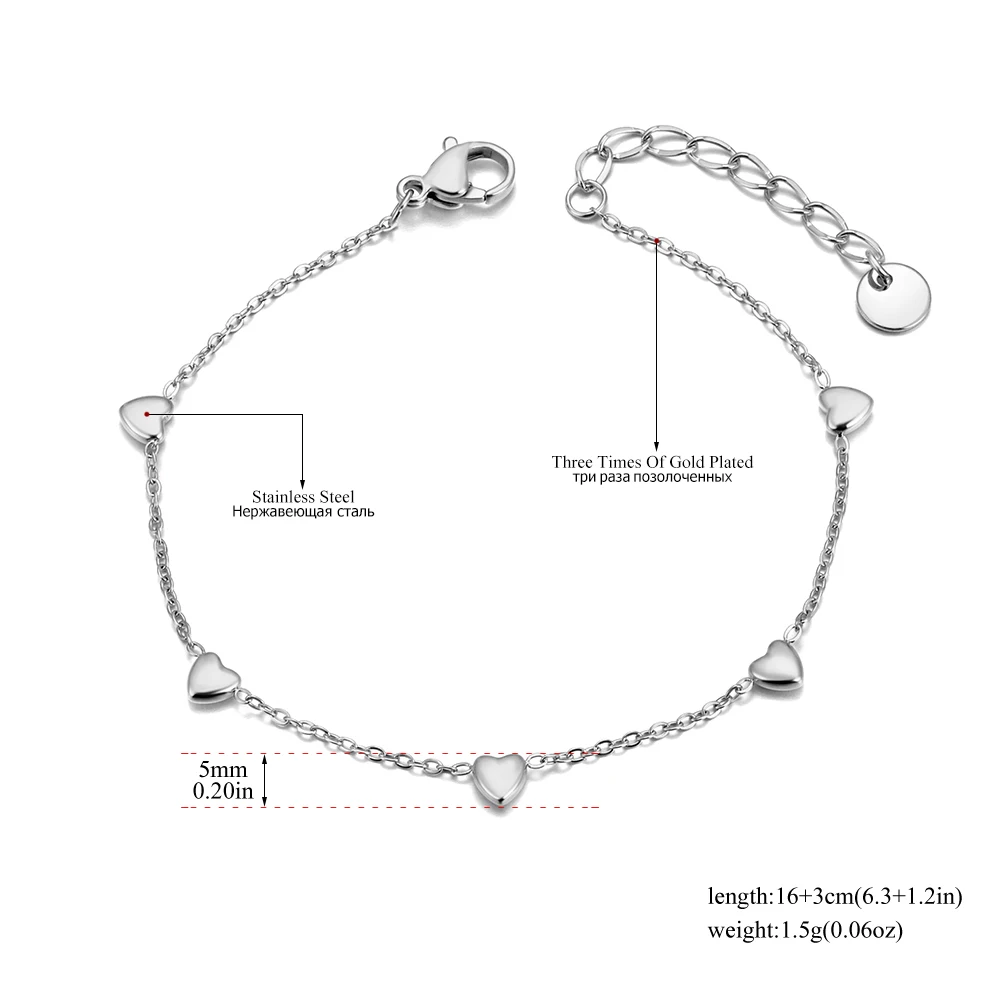 Lokaer Official Style Small Dainty Mini Heart Chain Bracelets Jewelry for Women 18K Gold Plated Stainless Steel Bracelet B24058