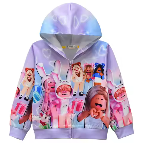New ROBLOX Creative Cartoon Cute Child Clothing Hooded Digital Printed Hooded Sweatshirt for Children Tiny Cottons Hot Kids Coat