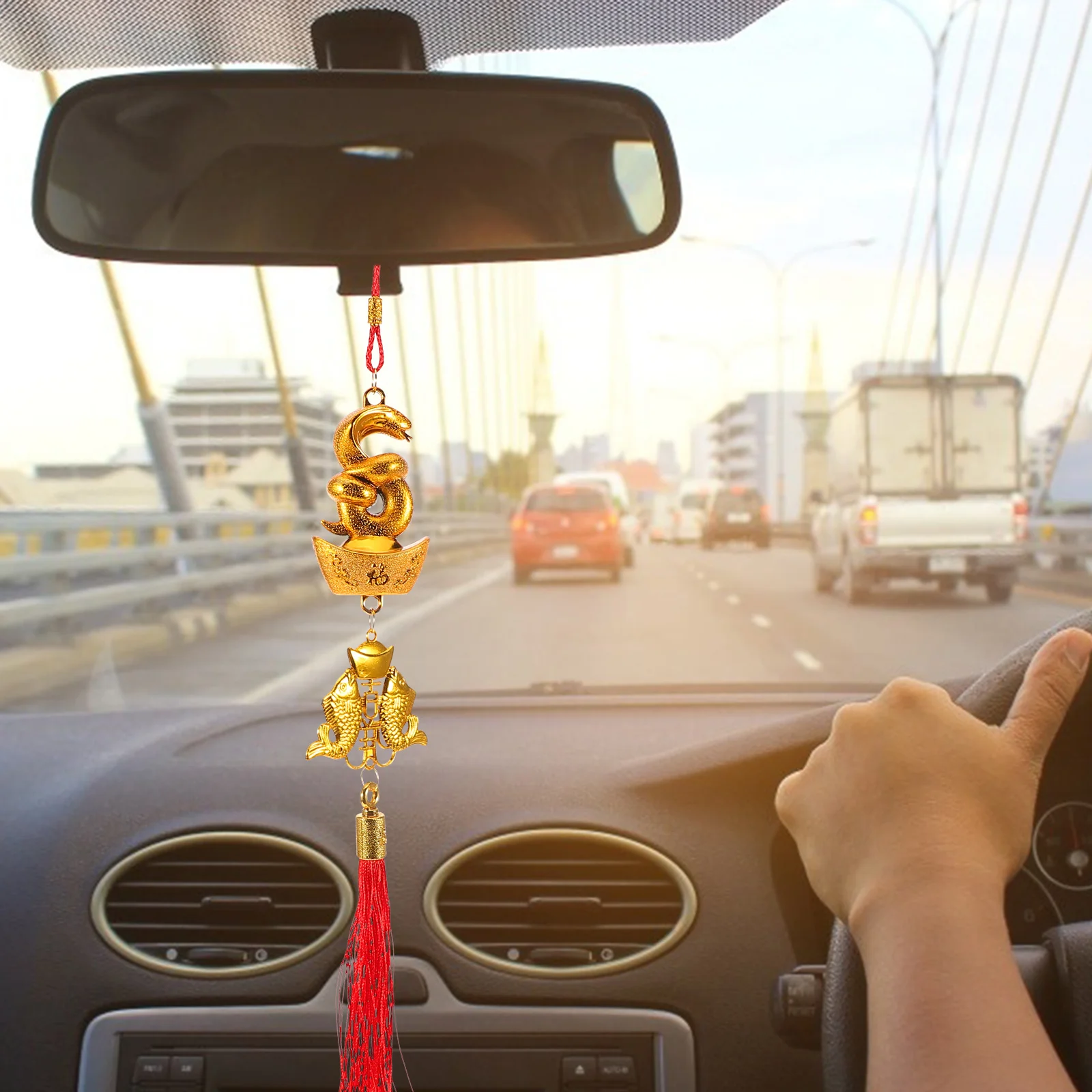 

10Pcs Gold Plated Snake Hanging Pendant Chinese New Year Decoration Spring Festival Tassel Ornament Front Door Wall Hanging