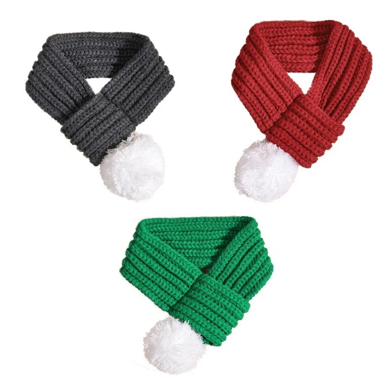 New Christmas Dog Scarf Red Green Scarf Pet New Year Autumn and Winter Scarf Wool Christmas Scarf Christmas Pet Supplies