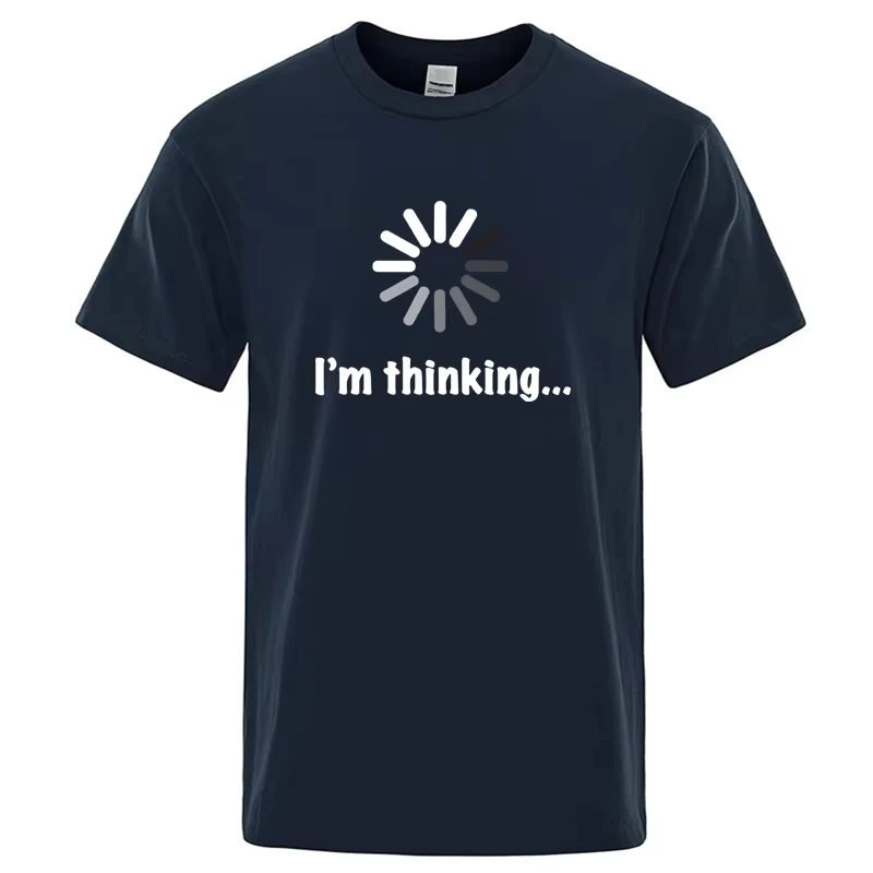 I'm Thinking Loading Icon Graphic T‑Shirt Funny Nerd Slogan Print Unisex Casual Short Sleeve Novelty Humor Streetwear Tee