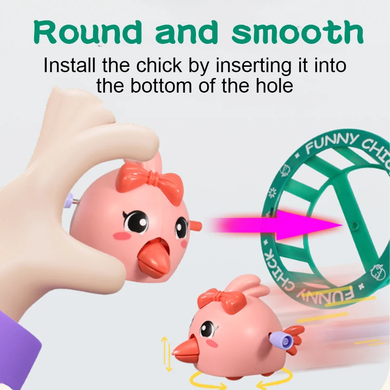 Anneau de poulet mécanique de dessin animé, jouet de poulet à Rotation amusant et mignon, rouleau de queue de voiture à retirer, déplaceront une chaîne d'horlogerie pour enfants mignons