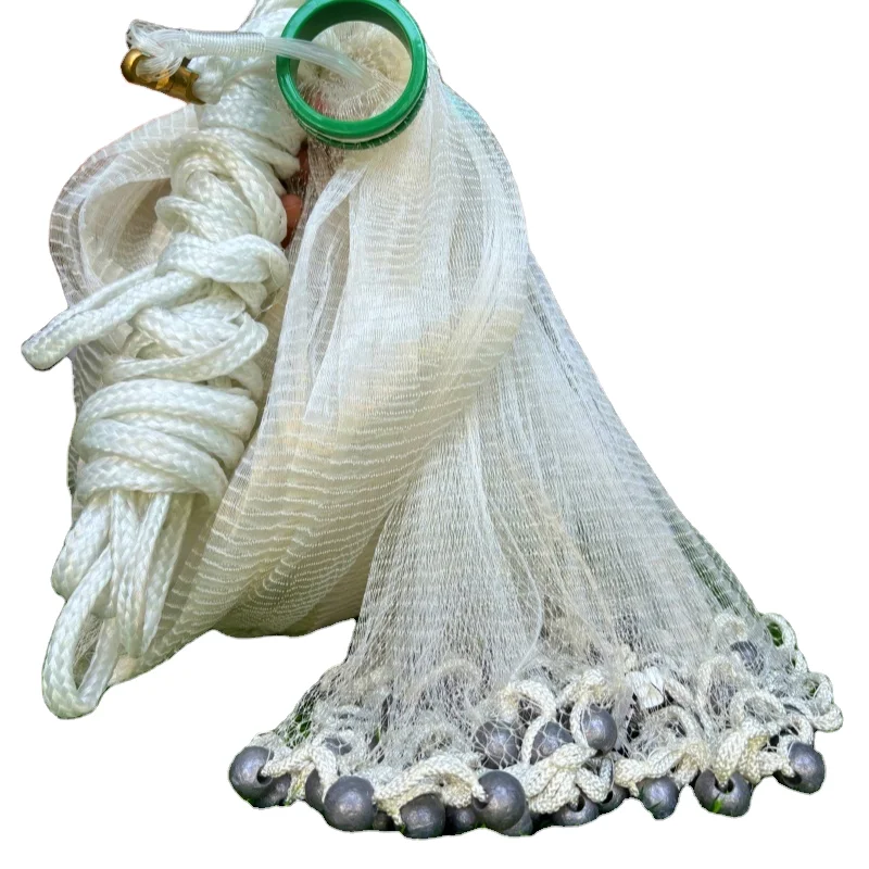 

12ft 3/8"SQ 1lb/ft Commercial Professional Cast Net Heavy Duty Drawstring Cast Net Drawstring American Cast Net