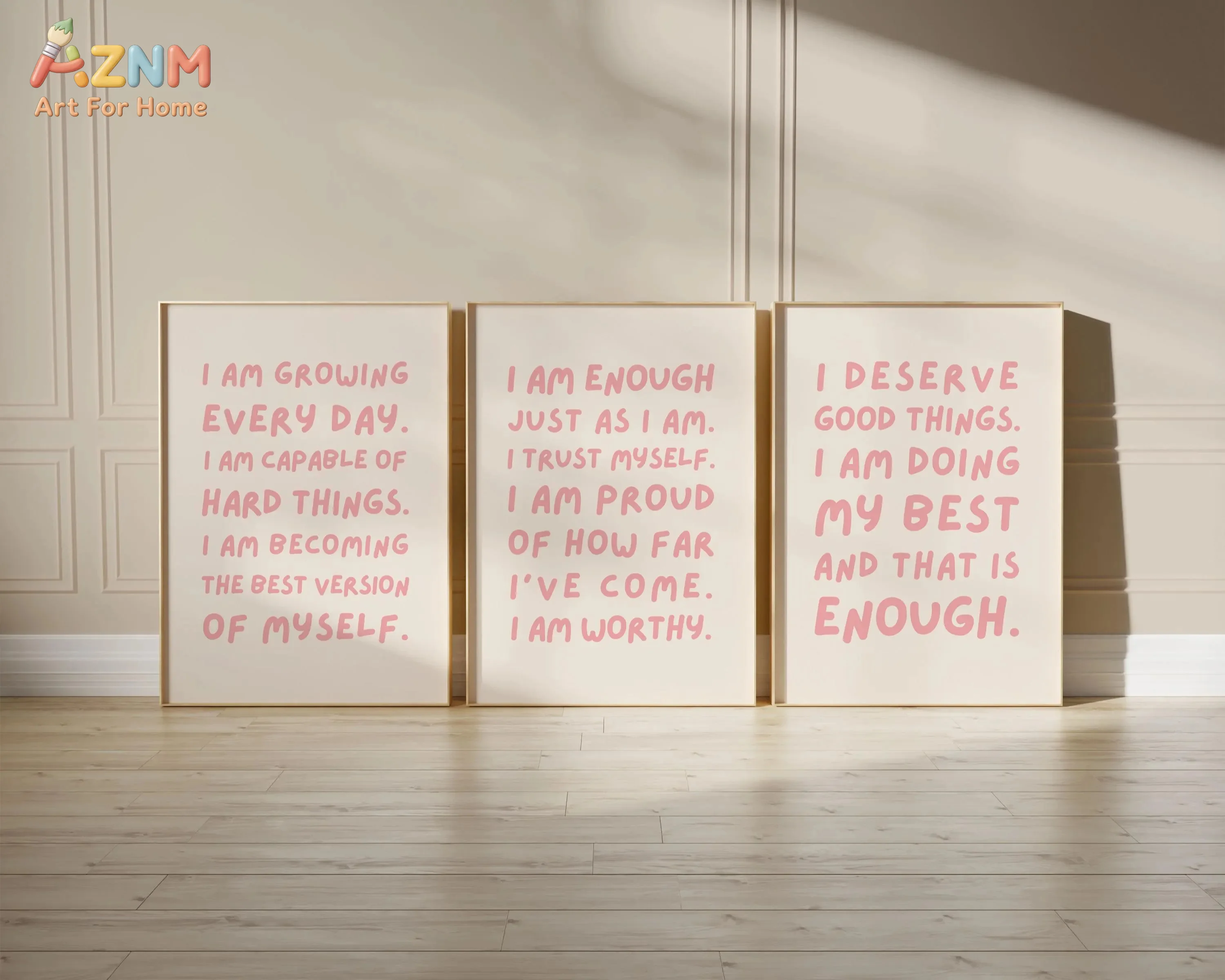 Teen Girl Pink Affirmation Posters, Set of 3