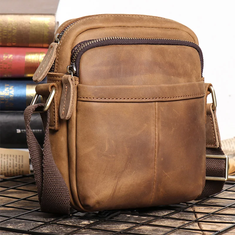 

Luxury Genuine Leather Shoulder Bag for Men Easy Travel Mesenger Male Small Phone Handbag Men's Real Crossbody