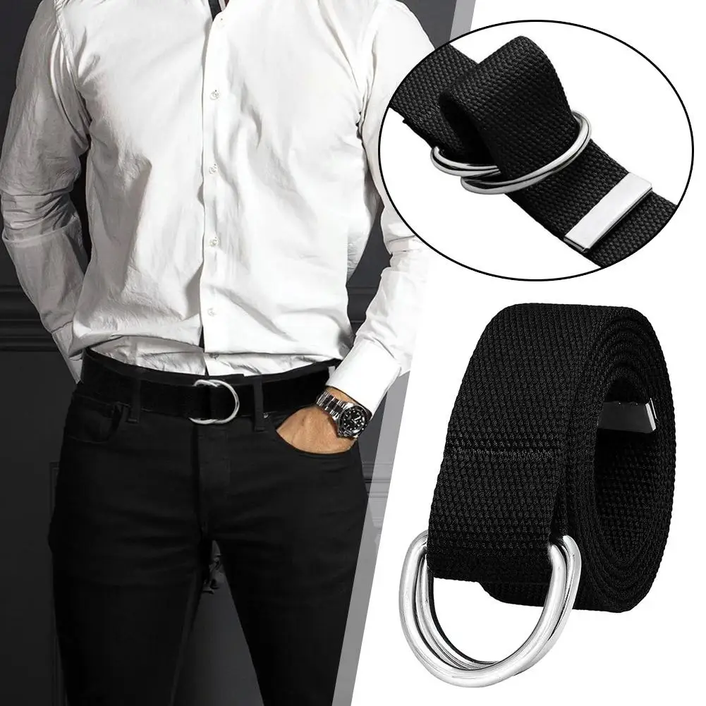 ยุทธวิธีผ้าใบเข็มขัดผู้ชายคุณภาพสูง Unisex Double D BUCKLE เข็มขัดผ้าใบหญิงเข็มขัดผ้าสําหรับกางเกงยีนส์