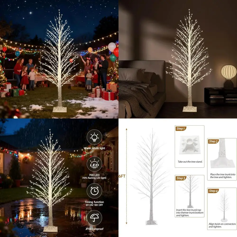 

Рождественская елка из березы с 7-футовой подсветкой и 1000 теплыми белыми светодиодами, мерцающим эффектом, идеально подходит для праздников в помещении и на открытом воздухе.