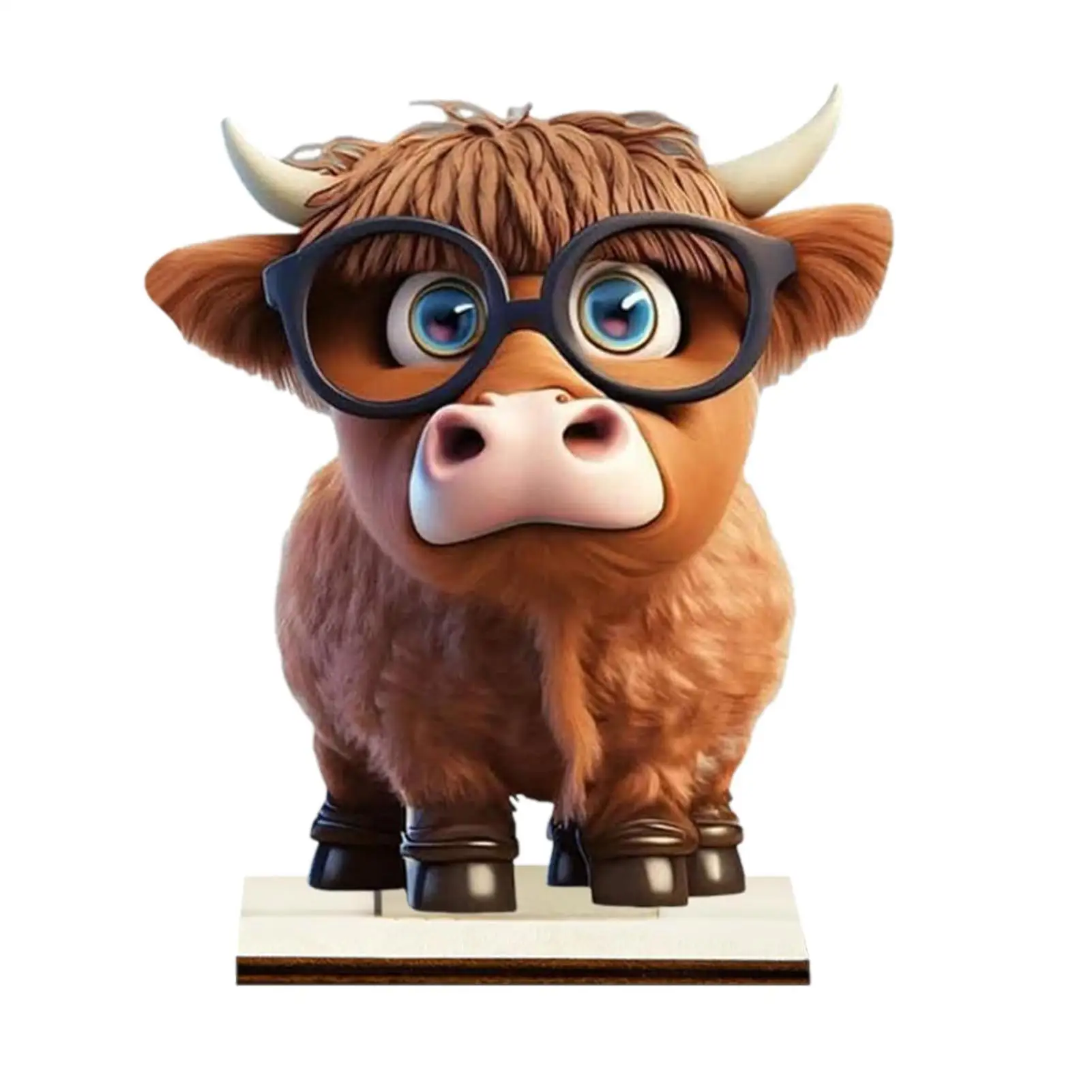 Highland Cow Decorations Wooden Highland Cow Figurine Tabletop Decor Rustic Cow Figurine Wooden Collectible Figurines For Tiered