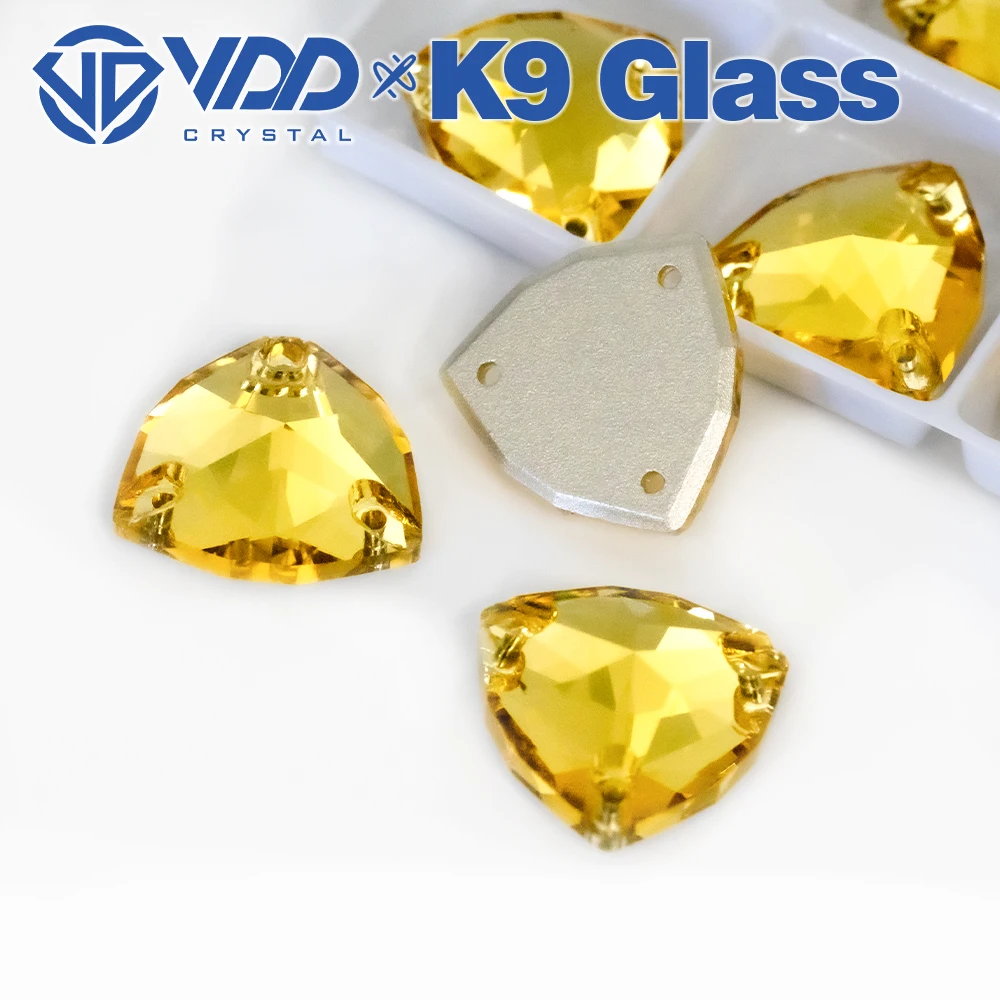 VDD Trilliant S105 Sun.Topaz Top Quality K9 Glass Sew On Rhinestones Crystal Flatback Sewing Glitter Stones For DIY Garment