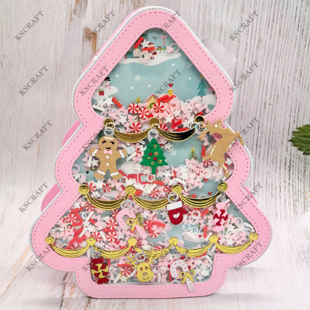 KSCRAFT Christmas Tree Shaker Mini Album Cutting Dies Stencils for DIY Scrapbooking Decorative Embossing DIY Paper Cards