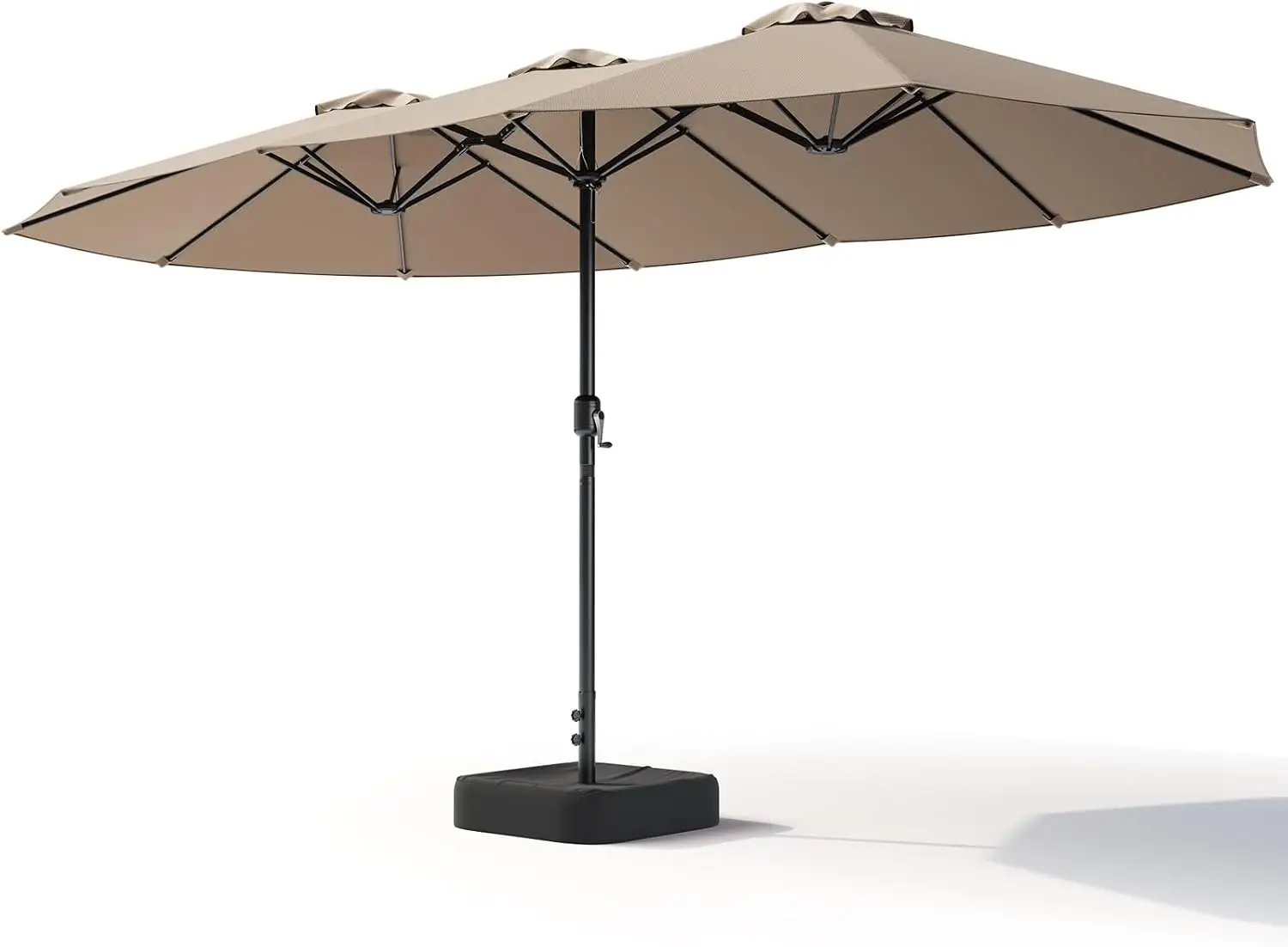15FT Double-Sided Outdoor Patio Umbrella with Crank Handle, Ventilation & Base Included for Pool, Backyard, Deck, Lawn, Beach