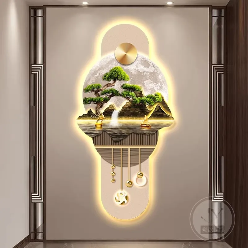 Entrance Door Decorations New Chinese LED Landscape Landscape Murals Crystal Porcelain Paintings