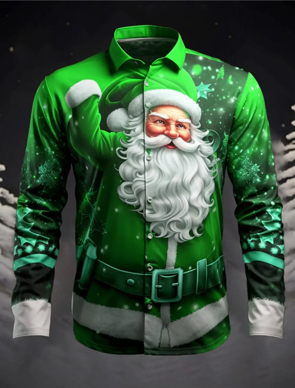 Men's shirts, Santa Claus prints, classic Christmas styles, long sleeves, daily street vacations, fashionable high-end men