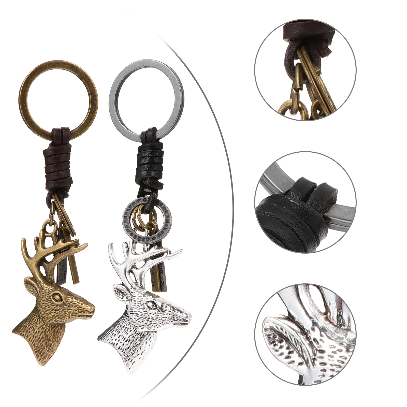 2 Pcs Key Chain Elaborate Pendants Fob Ring Christmas Cowhide Alloy Chic Rings Hanging Hangings