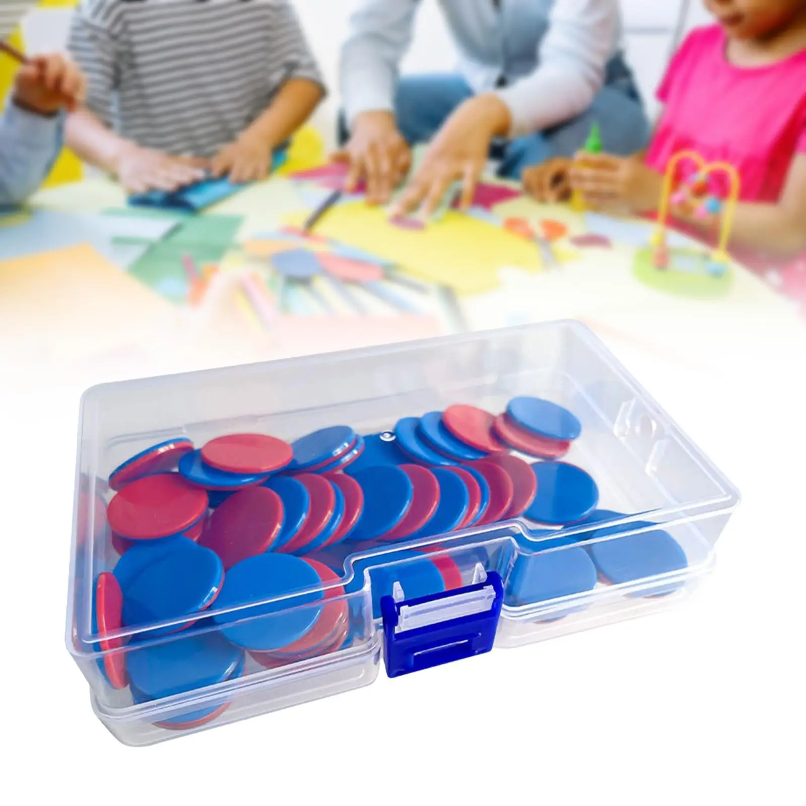 50Pcs Two Color Round Chips ,Math Manipulatives ,Math Discs Markers with Storage Box Learning Counters for Game Tokens