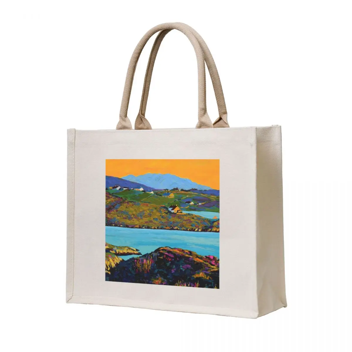 

Sky Road Houses, Galway, Ireland Tote Bag canvas tote bags Candy bags personalized tote