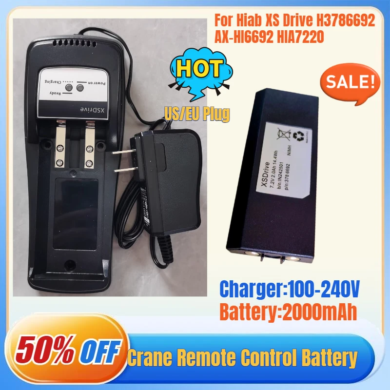 

2000mAh 14.40Wh Crane Remote Control Battery for Hiab HIA7220 XS Drive H3786692 XS Drive H3796692 AX-HI6692 AMH0627 XS Drive