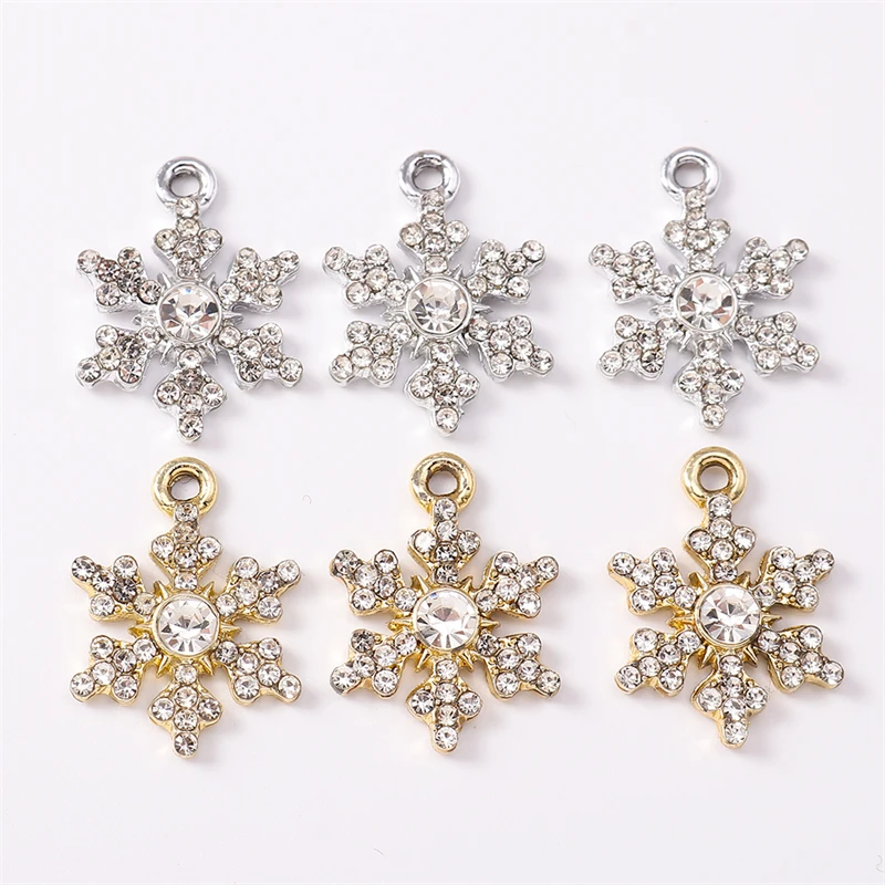 Duarte 20 Teile/los Nette Kristall Legierung Weihnachten Schneeflocken Charms Anhänger für Schmuck Machen DIY Halsketten Ohrringe Zubehör – Detail 2