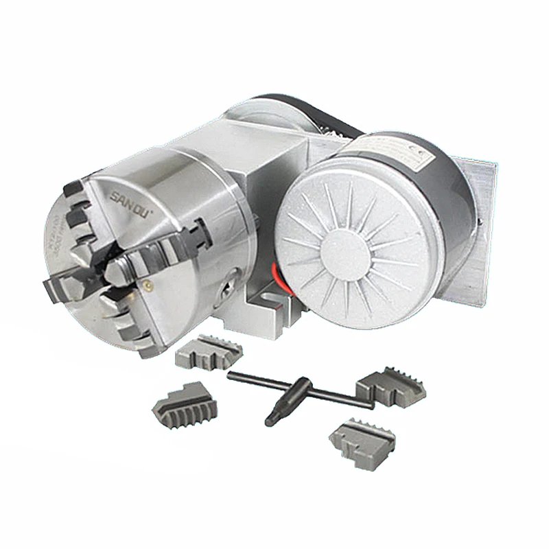 Adjustable-Speed Rotary A 4th Axis Dividing Head 100 Chuck with Power Supply Speed Controller for CNC Router Milling Machine